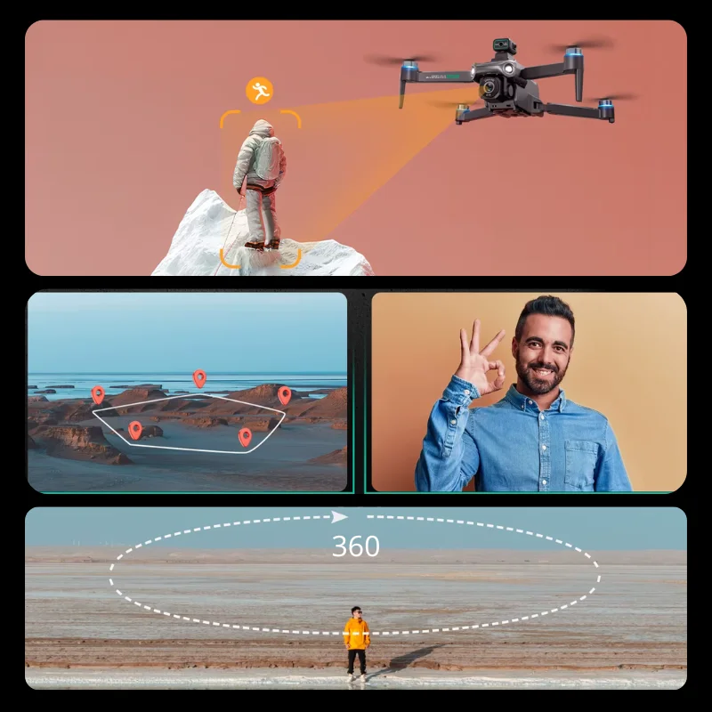 Dron z kamerą i obrotem 360 oraz trajektorią lotu Lemon Zenon One